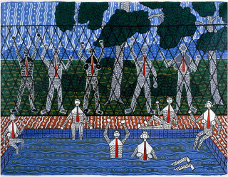 Robert Campbell Jnr Barred from baths, 1987; acrylic on canvas; 91 x 120 cm; enquire