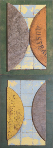 Rosalie Gascoigne Airborne 2, 1993; playwood and masonite; 116.5 x 42.5 cm; enquire