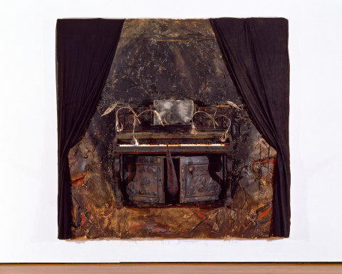 Ken Unsworth Elegy, 1994; expanded foam, burnt piano, burnt zinc; 262 x 275 x 135 cm; enquire