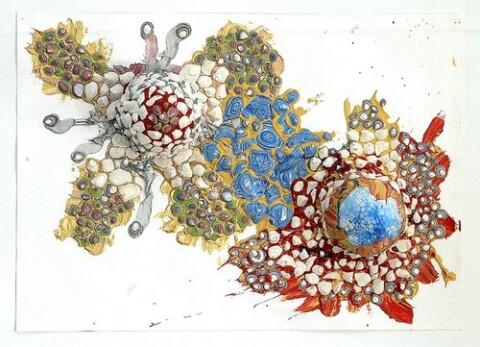 Rohan Wealleans Eater of Worlds, 2006; from the series Exhibited in 'Stolen Ritual', 2006; paint, polystrene on paper; 41 x 28 cm (paper), 56 x 43 x 10cm (frame); enquire