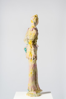 Linda Marrinon Woman with reticule, 2025; painted plaster and hessian; 110 x 27 x 23 cm; enquire
