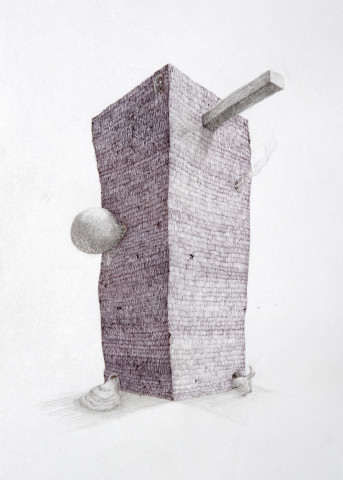 Teppei Kaneuji Tower #6, 2009; Ball-point pen & pencil on paper; 25.7 x 18.2 cm; enquire