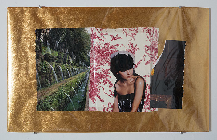 Jacqueline Fraser, Vivienne Westwood Looking at Jake and Dinos Chapman at the Tate Modern, 2013, Mixed media collage, 50.5 x 82 cm