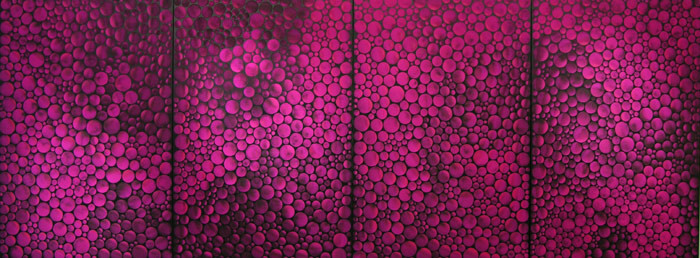 Yayoi Kusama Stars Infinity (A.B.C), 2003; acrylic on canvas; 194 x 520 cm; Enquire