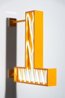 Callum Morton City Lights #6, 2026; steel, powder coating, lights; 94.5 x 84 x 15 cm; enquire