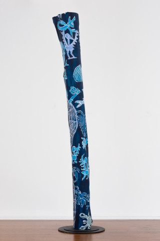 Dhambit Munuŋgurr Djapu Design (Dhambit Larrakitj), 2020; 2329-20; acrylic on eucalyptus; 370 x 50 x 40 cm; more info; enquire