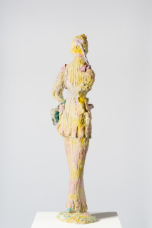 Linda Marrinon Woman with reticule, 2025; painted plaster and hessian; 110 x 27 x 23 cm; enquire