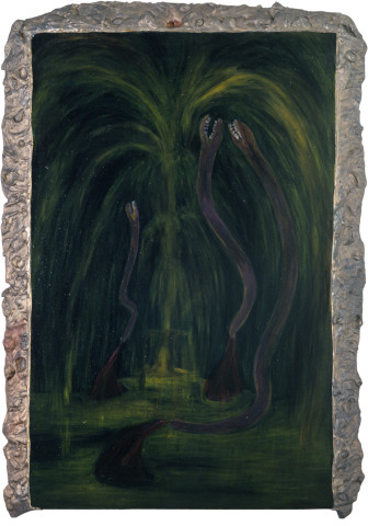 Dale Frank Slipping across Happiness, 1982; acrylic and impregnated varnishes on canvas; 100 x 69 cm; enquire