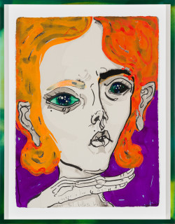 Del Kathryn Barton under a low sky, 2019; gouache on paper, hand finished frame; 87 x 67.5 cm; enquire